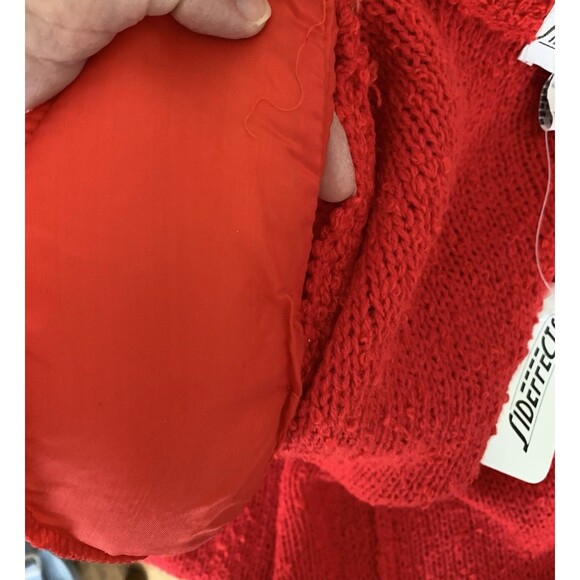 Vintage 90's SIDEFFECTS Red Textured Knit Cardigan Duster Sweater Coat Large - Picture 12 of 14